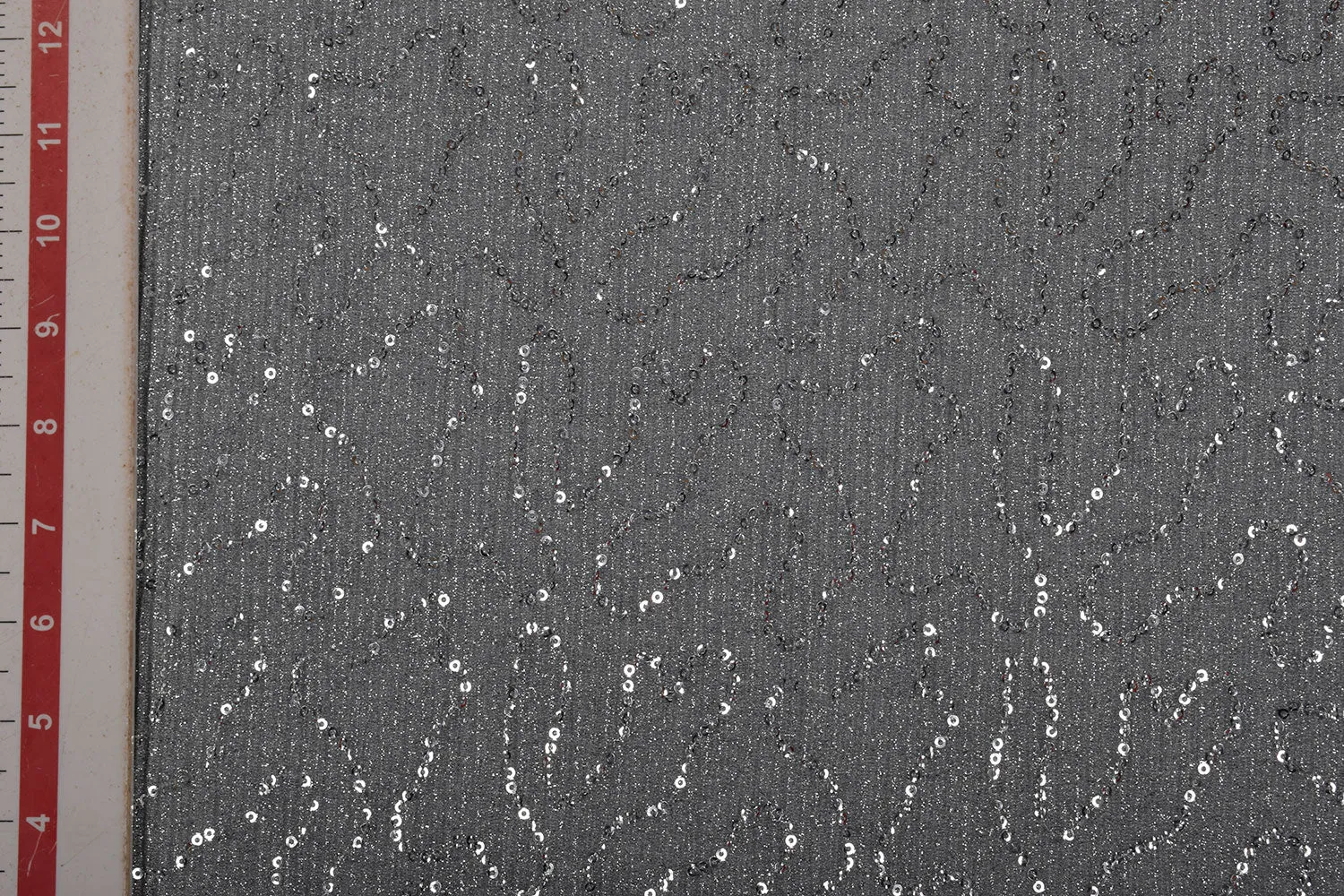 Silver Pleated Lurex Knit Fabric