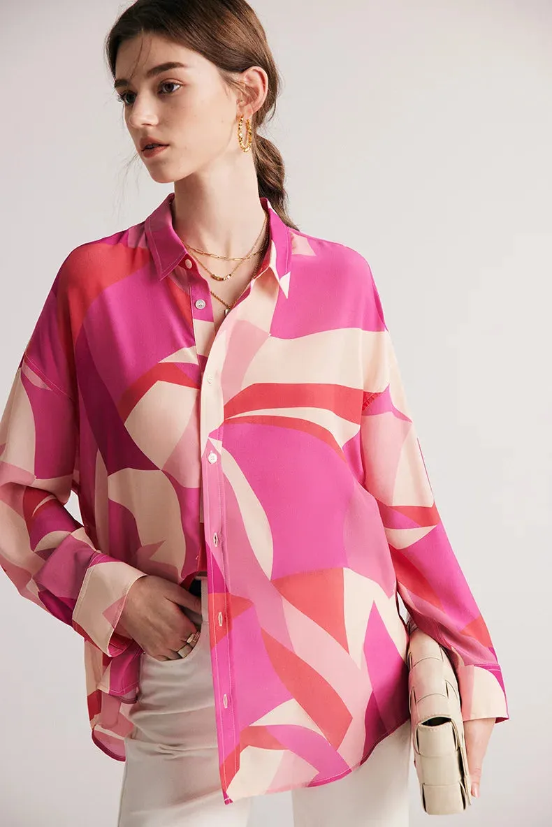 Single Breasted Crepe De Chine Tops