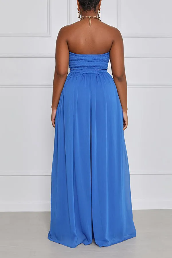 Stylish Off Shoulder Pleated Jumpsuit