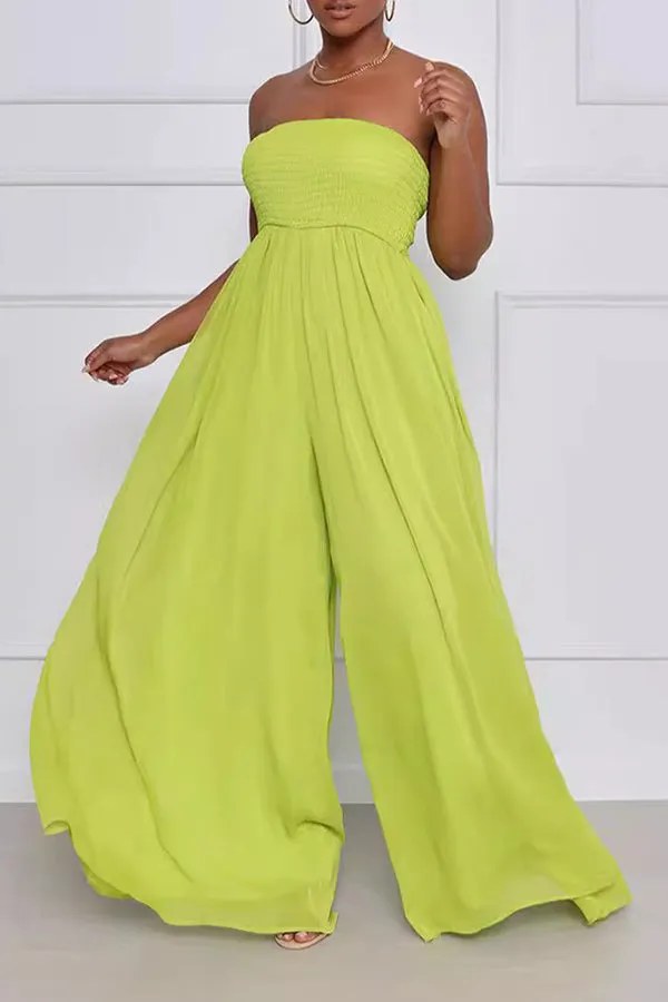 Stylish Off Shoulder Pleated Jumpsuit