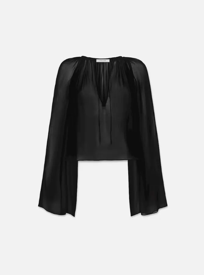 V-Neck Shirred Blouse