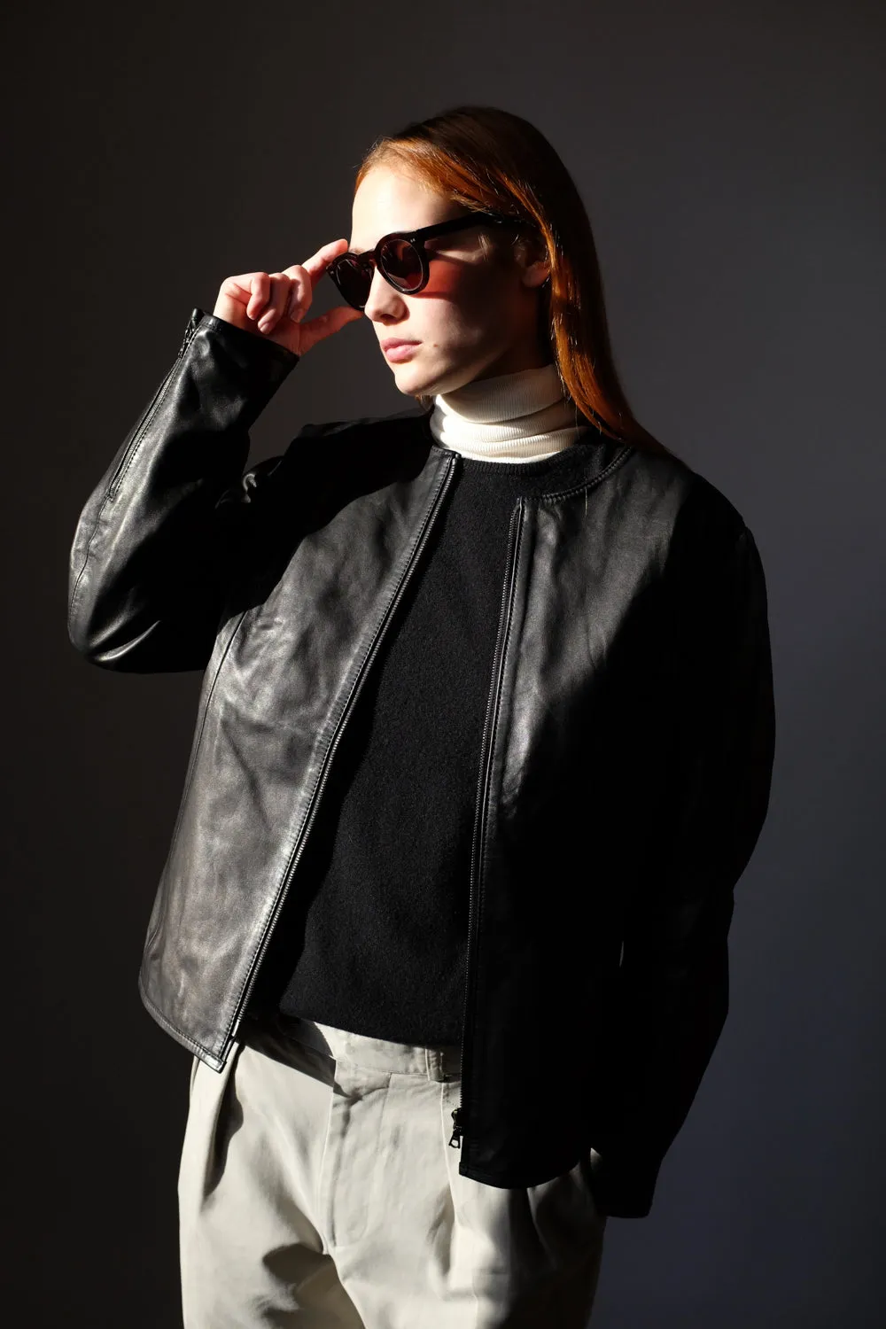 VINTAGE CLEAN BLACK LEATHER JACKET