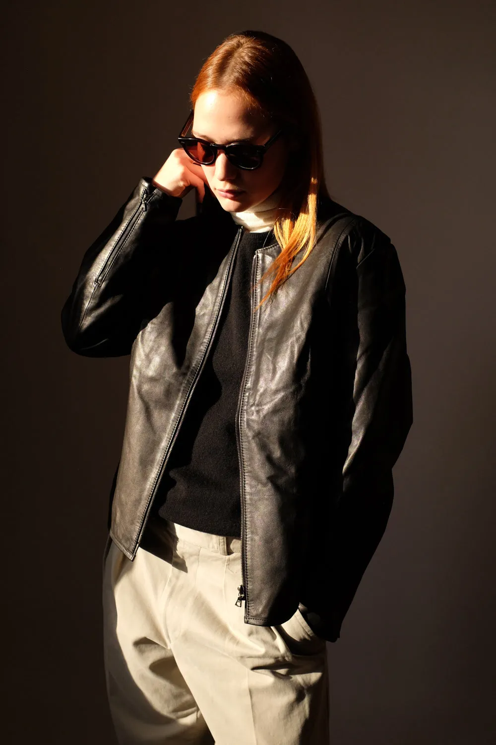 VINTAGE CLEAN BLACK LEATHER JACKET