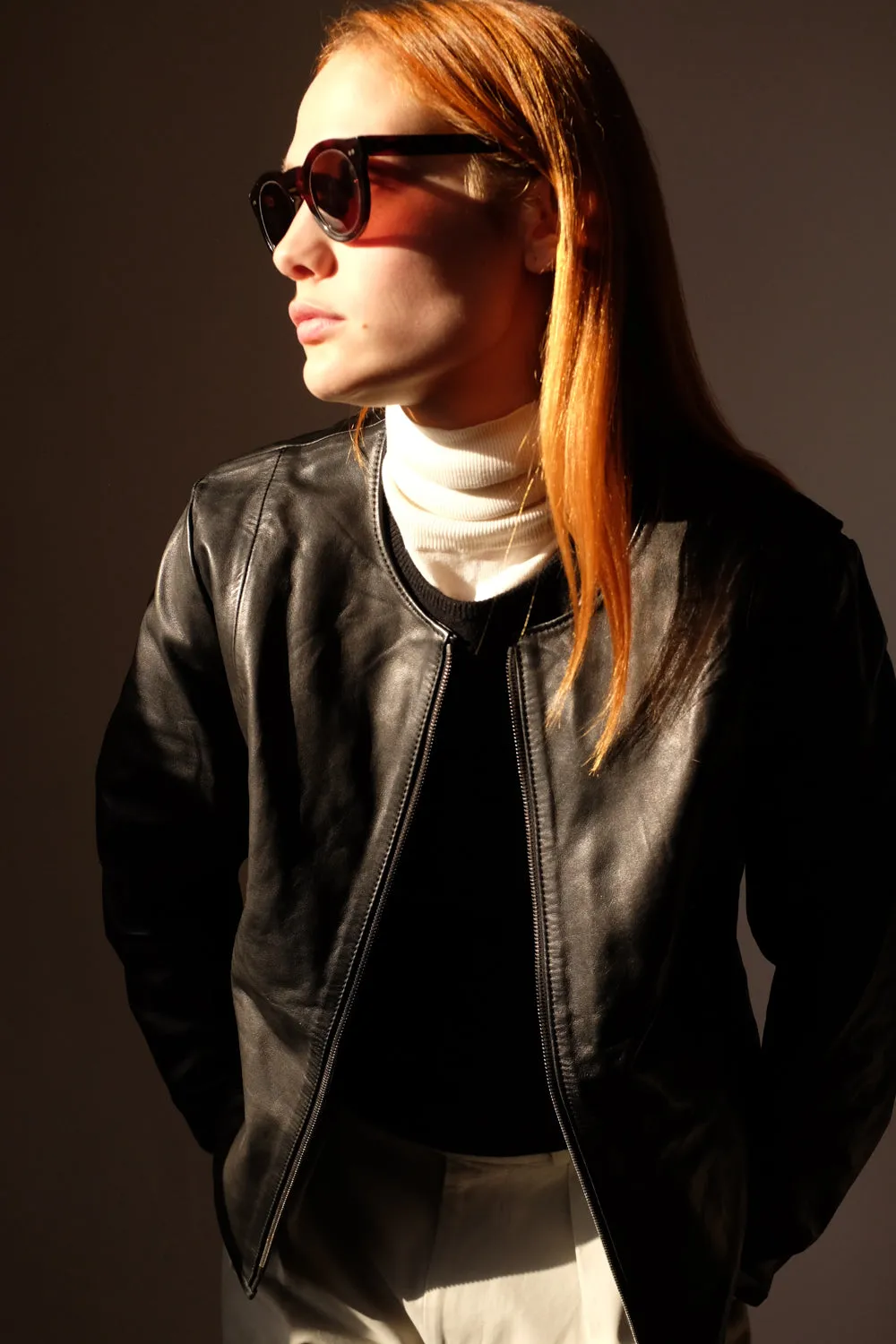 VINTAGE CLEAN BLACK LEATHER JACKET