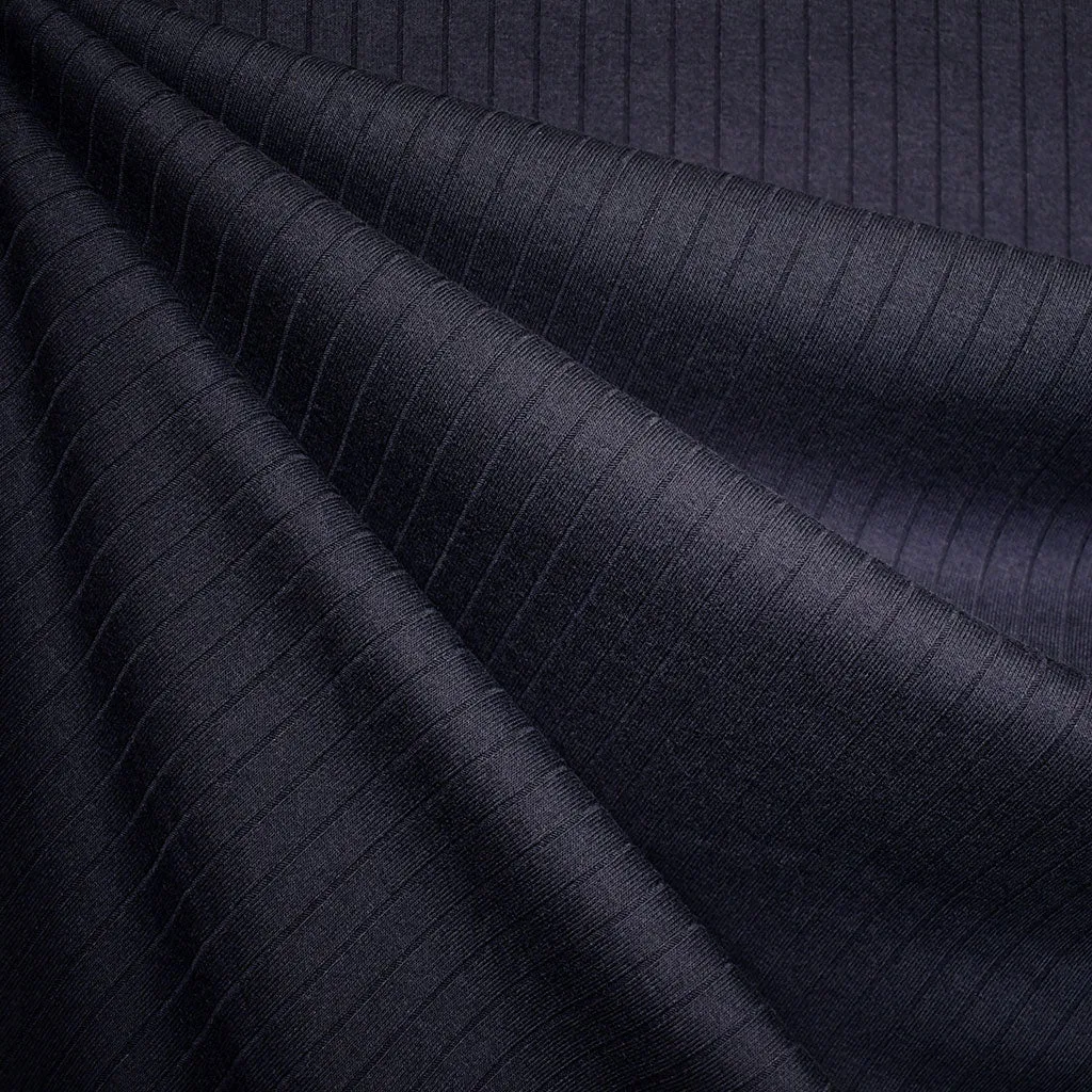 Wide Subtle Rib Knit Solid Navy