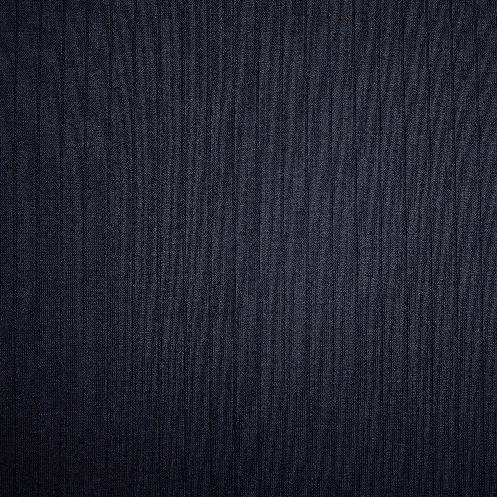 Wide Subtle Rib Knit Solid Navy