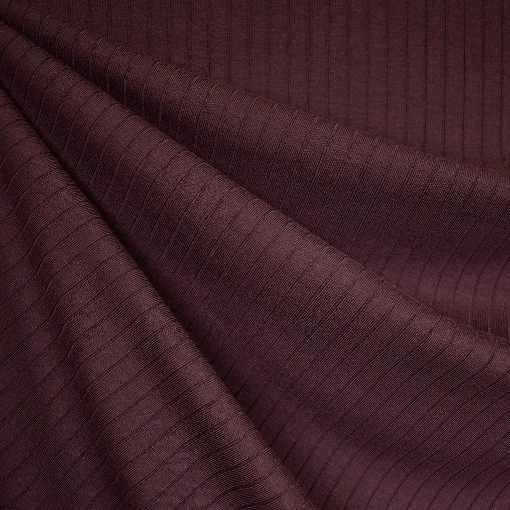 Wide Subtle Rib Knit Solid Plum