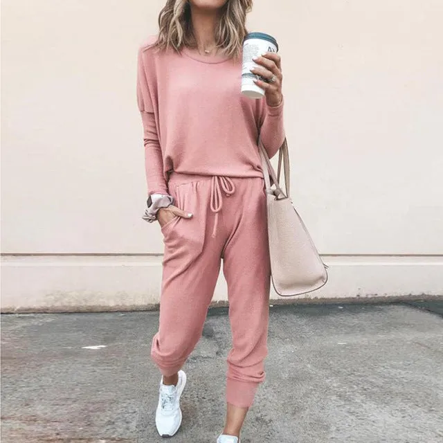 Women Solid Long Sleeve Sweatsuit for Women