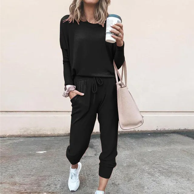 Women Solid Long Sleeve Sweatsuit for Women