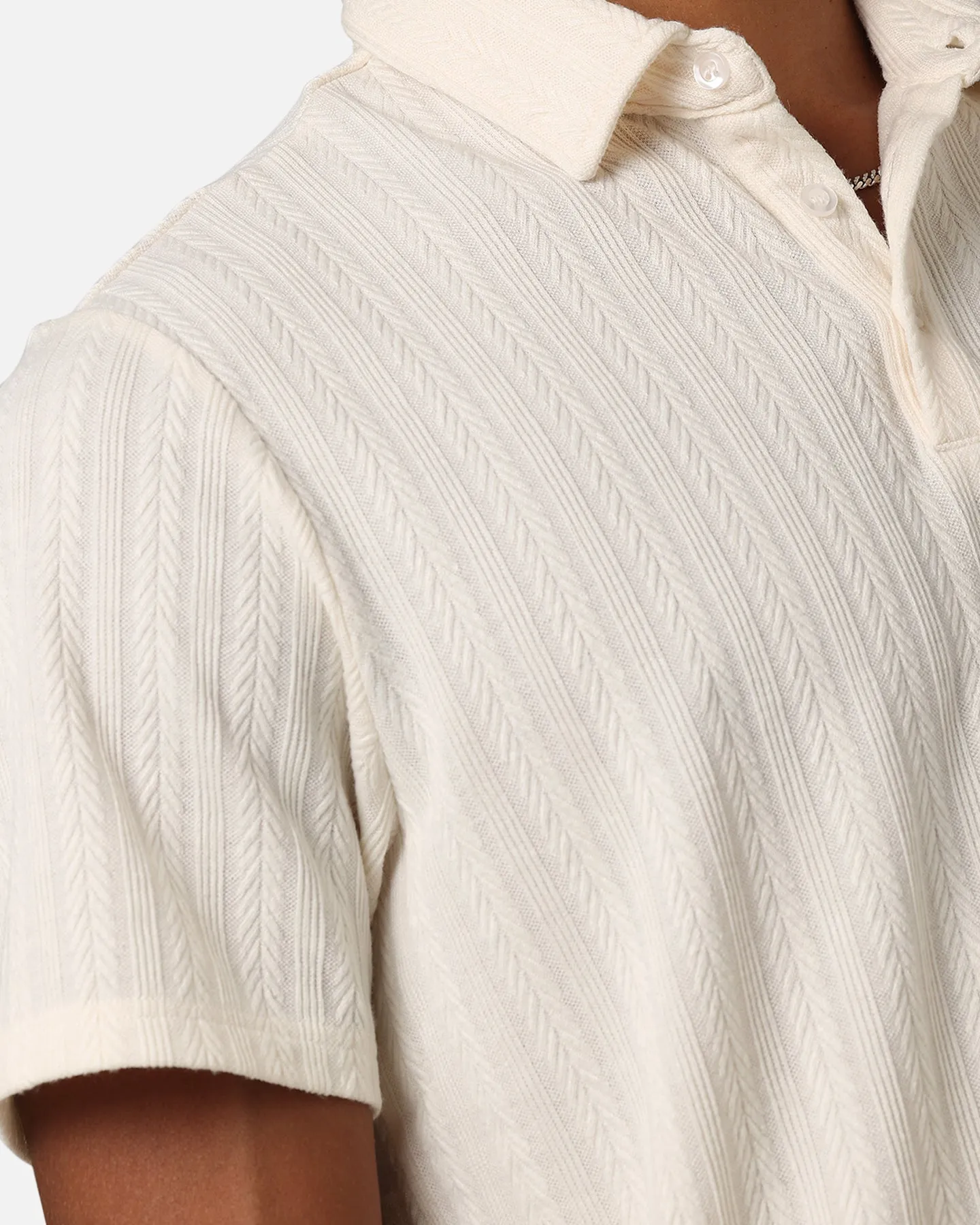 XXIII Herringbone Cable Polo Shirt Cream